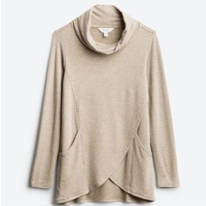 MAGNOLIA GRACE Paedia Tulip Hem Cowl Neck French Terry Knit Top, M